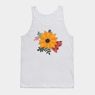 Cute Yellow Floral Drawing Tank Top